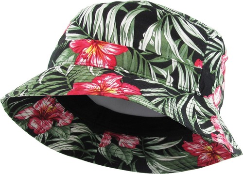Flag Patriotic Stars and Stripes Floral Tropical Print Bucket Hat - Picture 26 of 30