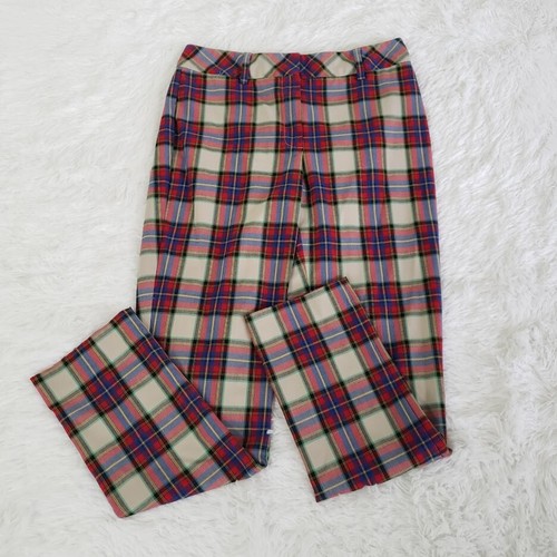Lands End Womens Pants Sz 6T Red Plaid 