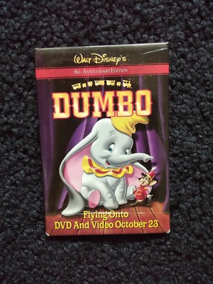 Dumbo 3x2  Pinback Button, Disney Elephant Mouse Movie Pin Timothy Walt