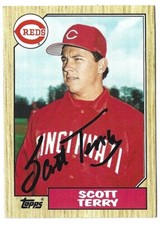 1987 TOPPS SCOTT TERRY CINCINNATI REDS AUTO AUTOGRAPH SIGNED ON CARD #453