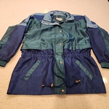 vintage lavon windbreaker Jackets Small Blue Color Block Full Zipper 90s