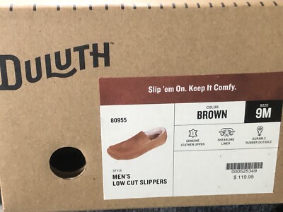 Duluth Trading Co Men\'s Leather & Wool Low Cut Slippers Size 13 Brown NEW s-l1200.jpg main image 3