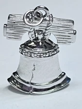 925 DDB Sterling Silver Pave Diamonds Liberty Bell Charm/Pendant 6.2g
