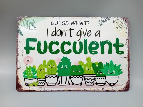 Novelty Metal Wall Sign Collectable I don't Give a *ucculent