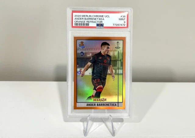 Ander Barrenetxea 2020-21 Topps Merlin Chrome UEFA Orange Refractor RC /25 PSA 9