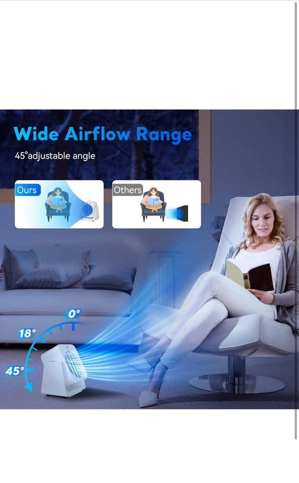 Calentador y Ventilador 2 en 1 con Modos de Calefacción Rápida y Ventilador, 45° Ajustable para Mesa us Foto 2 de 4