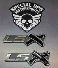2 pcs LSX Emblem Badge 3D Self-adhesive Nameplate black