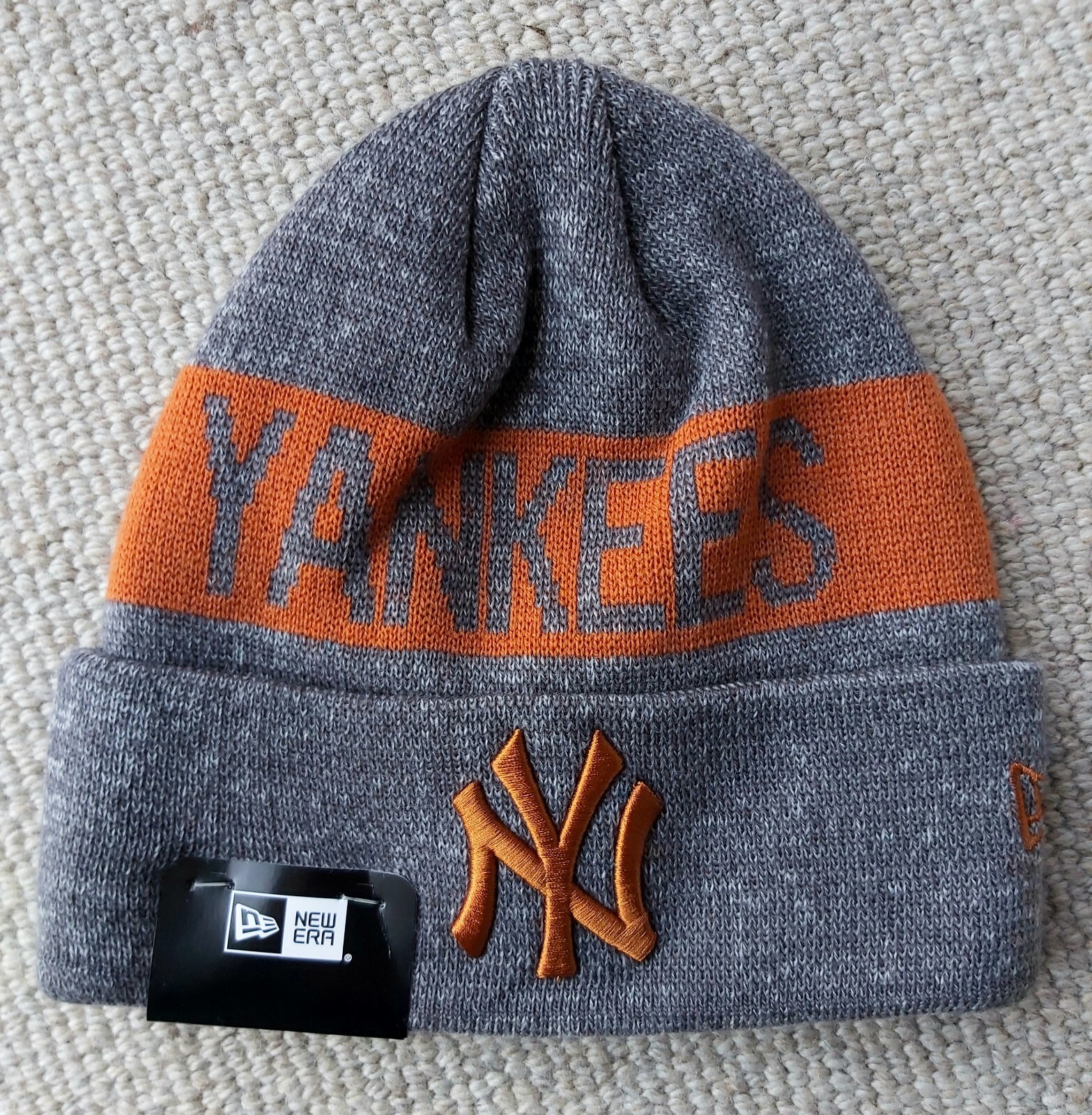 NY YANKEES Grey Marl Rust New Era MLB Baseball BEANIE HAT UNISEX New York Stock1