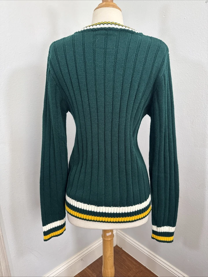 Suéter Rue21 Mujer Pequeño Tejido con Cable Preppy Tenis Cuello en V Universidad Academia Foto 4 de 4