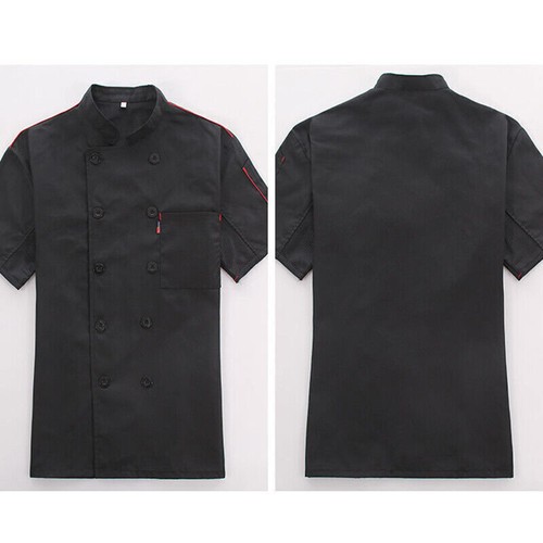 Unisex Mesh Sleeve Chef Coat Jacket Restaurant Hotel Cook Short Clothes Uniform - Picture 2 of 21