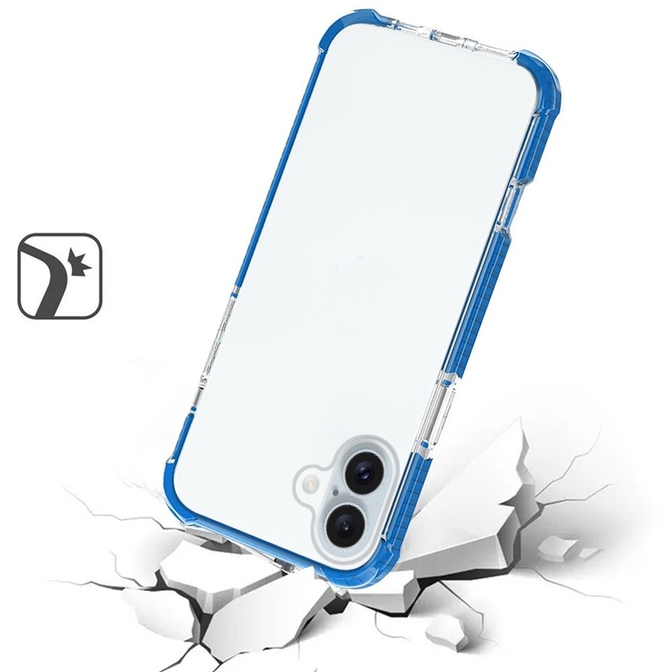 For iPhone 16 Plus 6.7in Case Acrylic Transparent ShockProof + Tempered