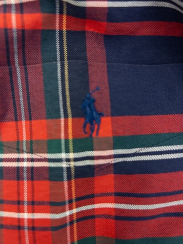 Polo Ralph Lauren rot & blau karierte Baumwolle GROSSES Shirt Herren L 100 % Baumwolle Brustumfang 55"" - Bild 3 von 15