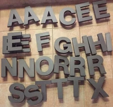 LETTERS,PLASTIC, 8 X 6 INCH,STUDDED,INDUSTRIAL,DECOR,A,C,E,F,G,H,I,N,O,R,S,T,X