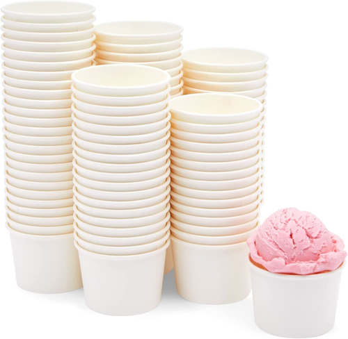 100-Pack Disposable 5Oz Paper Ice Cream Cups for Sundae Bar, Frozen Yogurt