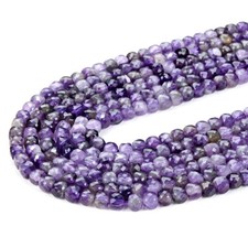 4MM Amethyst Gemstone Grade A Micro Faceted Square Cube Loose Beads P23