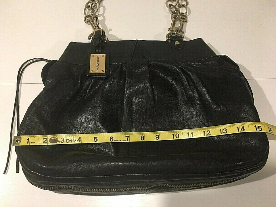 Alexis Hudson Precioso Bolso de Mano de Cuero Negro Cartera Cadena Bolso de Hombro Cartera Foto 4 de 4