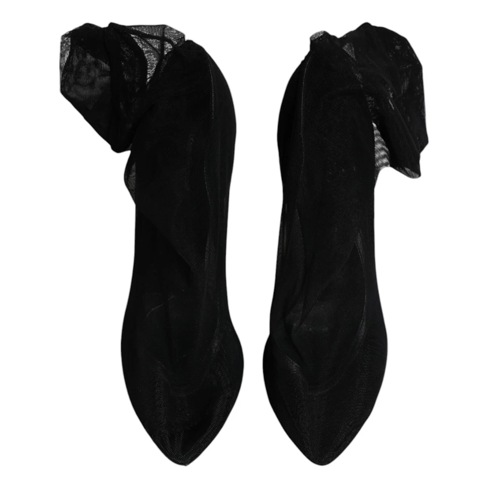 Dolce & Gabbana Zapatos Negro Nailon Malla Elástica Calcetín Botas EU39/US8.5 - Imagen 3 de 4