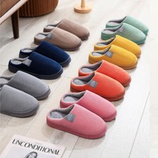 UK Ladies Slippers Mens Womens Warm Fur Lined Winter Warm Mules Shoes House Size