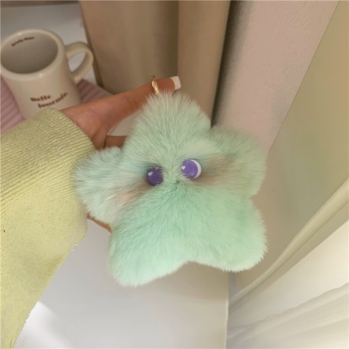 Real Rabbit Fur Star Keyring Bag charm Keychain Bag Purse Car Phone Pendant Gift - Picture 10 of 12