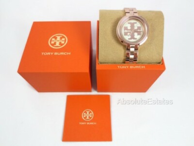 Tory Burch Rose Gold Miller Cream Logo Dial Women's Watch TBW6210