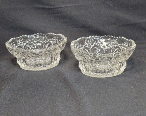 Pressed Heavy Crystal 4" Fruit Nut Finger dessert Bowl Panel Diamond Star Burst - Picture 4 of 11