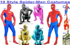 Unisex 10 Style Spiderman Hero Suit Catsuit Costumes Full Bodysuit Outfit F404