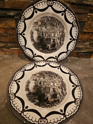 Royal Stafford Halloween Wicked Witches Coven Spell Cat Dinner Plates Set Of 2