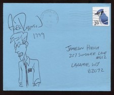 Alex Robinson Signed Sketch Post Card Autographed Signature Cartoonist 