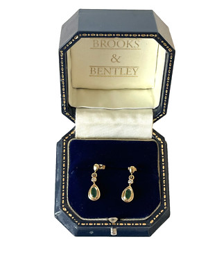 Ohrringe 9 kt Gold Smaragd und Diamant Ohrstecker Diamant Smaragd Goldohrringe