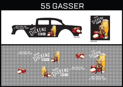 HotWheels(1/64),55Gasser "Dickens for Boys" Waterslide,PrintedWhiteFirst,Decals - 第 1/5 張圖片