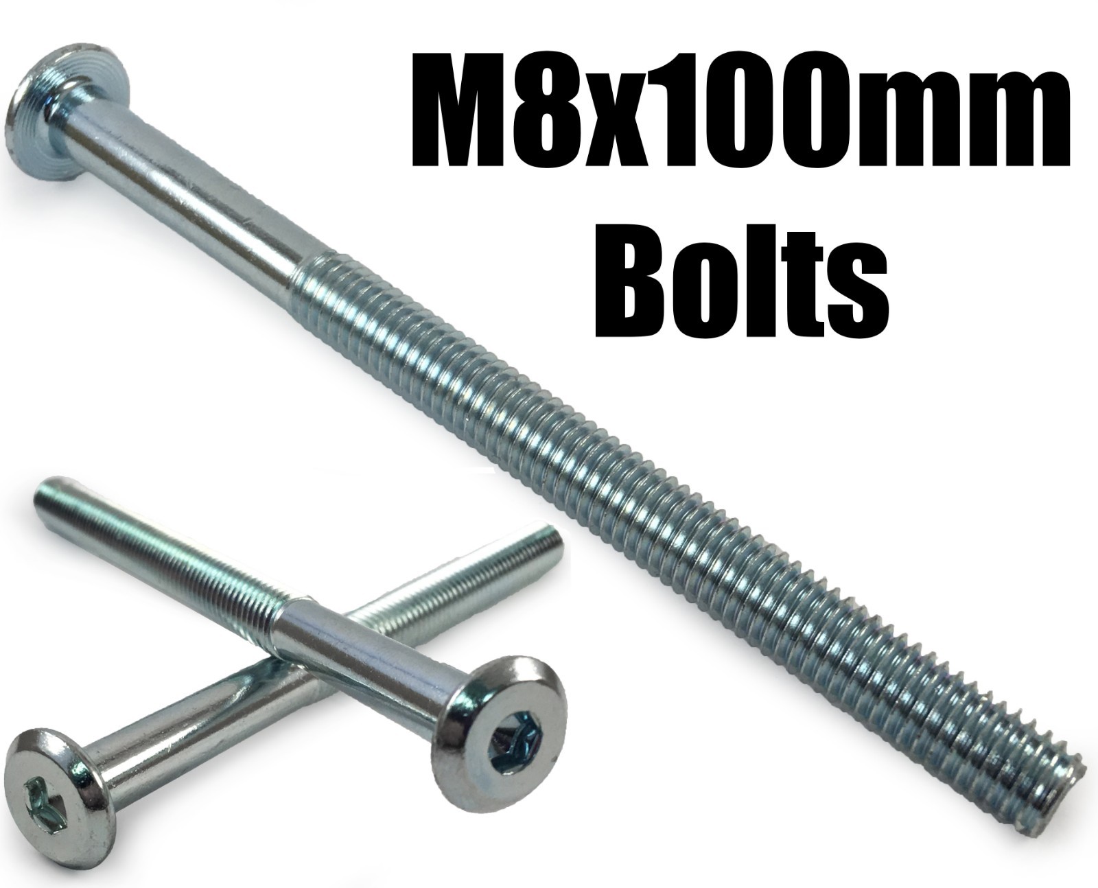 M8 x 100mm Furniture Connector Bolts Allen Key Flat Head Joint Fixing Unit Bed eBay