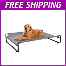 Cooling Elevated Dog Bed for Large Breeds - Portable Mesh Hammock, Black Silver