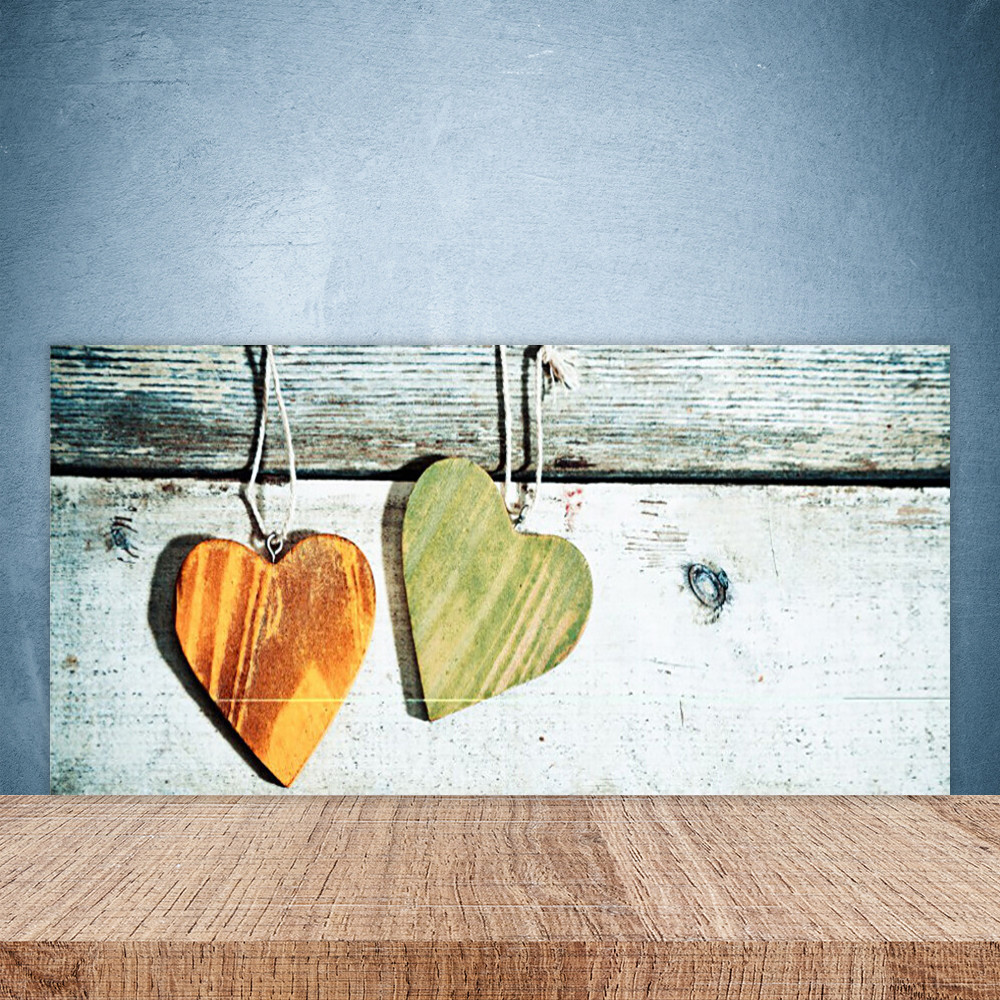 Pared trasera de cocina de vidrio 100x50 cm ESG protección contra salpicaduras corazones arte