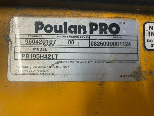 Craftsman Poulan Pro PB195H42LT 19.5hp deck lift cross shaft #422027 - Picture 5 of 6