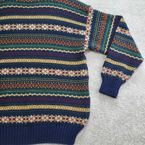 Structure Sweater Men Large Blue Multi Stripe Vintage Cosby Dad Grandpacore Golf - Picture 9 of 13