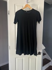 Women’s Black T-Shirt Dress Size M Short Sleeve Casual Basic Stretchy Mini