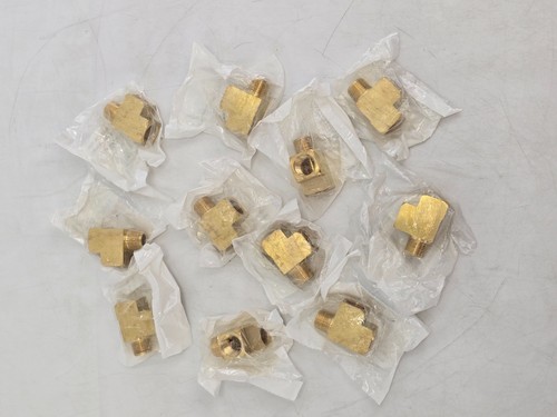 11 Lot - 06127-06 Brass Pipe Fitting, Barstock Street Tee, 3/8" Female x 3/8" M