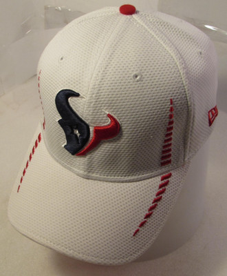 Houston Texans Hat Mens Teens S/M White Vtg New Era Stretch Fit NFL Cap