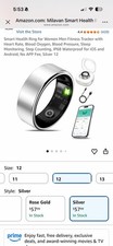 Brand New Smart Health Ring for Women Men Fitness Tracker with Silver Size 12
