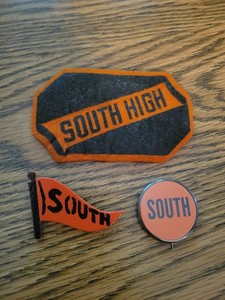 Vtg South High School Patch and Buttons Cleveland Ohio