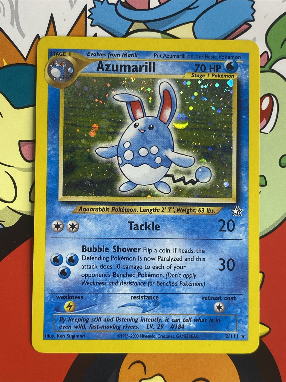 Azumarill - 2/111 Neo Genesis Unlimited Holo Rare SWIRL Pokemon - NM