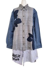 Rundholz Mainline Plaid Patchwork Button Down Tunic Top Art To Wear 