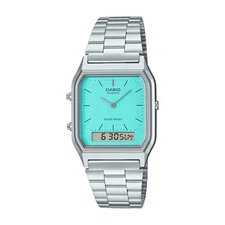Casio Vintage Silver Turquoise Blue Analog-Digital Classic Watch AQ-230A-2A2
