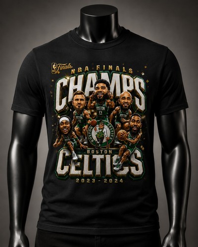 Boston Celtics 2024 NBA Finals Champions Pull Up Jumper Caricature T-Shirt