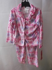 GIRLS BARBIE PINK FLORAL PJs - 2 PIECE FLEECE SET - SIZE 4 - NWT