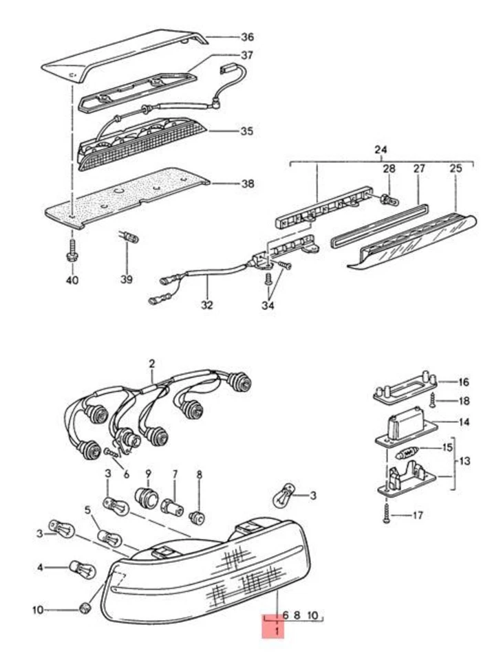 Luz traseira esquerda genuína Porsche 968 95163192700 - Imagem 2 de 3