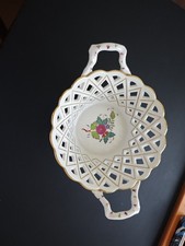 Herend Porzellan "Indian Basket", Durchbruch Schale,15cm DM m.Henkel 20cm,"Top