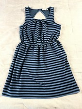 Ann Taylor Loft Blue Black Womens S Striped Sleeveless Keyhole Back Tank Dress