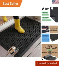 100 Waterproof All-Season WeatherMAX Doormat Designed Natural Rubber, Stain...