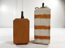 Rustic Wood Block Pumpkins Set of 2 Primitive Farmhouse Fall Halloween Decor